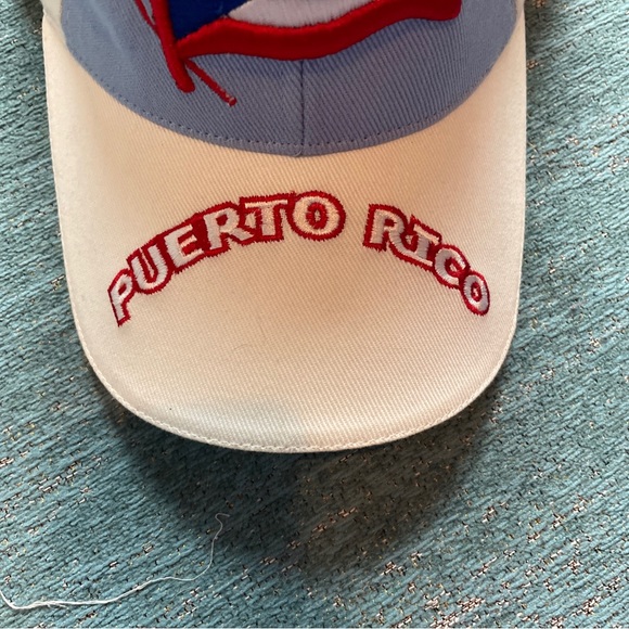 Puerto Rico Flag Hats Adjustable Back  Color White With Light Blue - Picture 3 of 10
